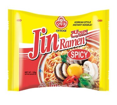 Ottogi Jin Instant Ramen Noodles Spicy 5 x 120 Gram