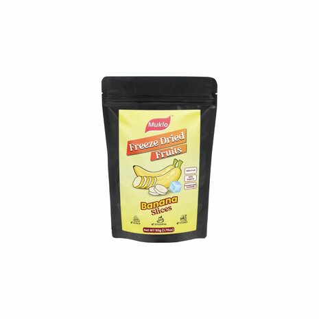 Muklo Freeze Dried Fruits Banana (Banaan) Slices 50 Gram (Gevriesdroogd Fruit Chips) 