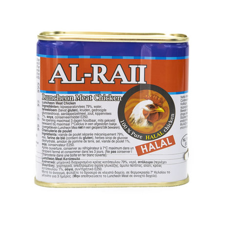 Al Raii Ingeblikte Halal Kip 340 Gram achterkant