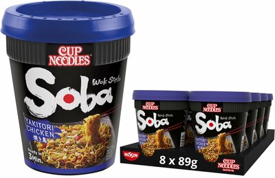 Nissin Soba Instant Noedels Takitori Chicken Cup 8 x 90 Gram (doos)